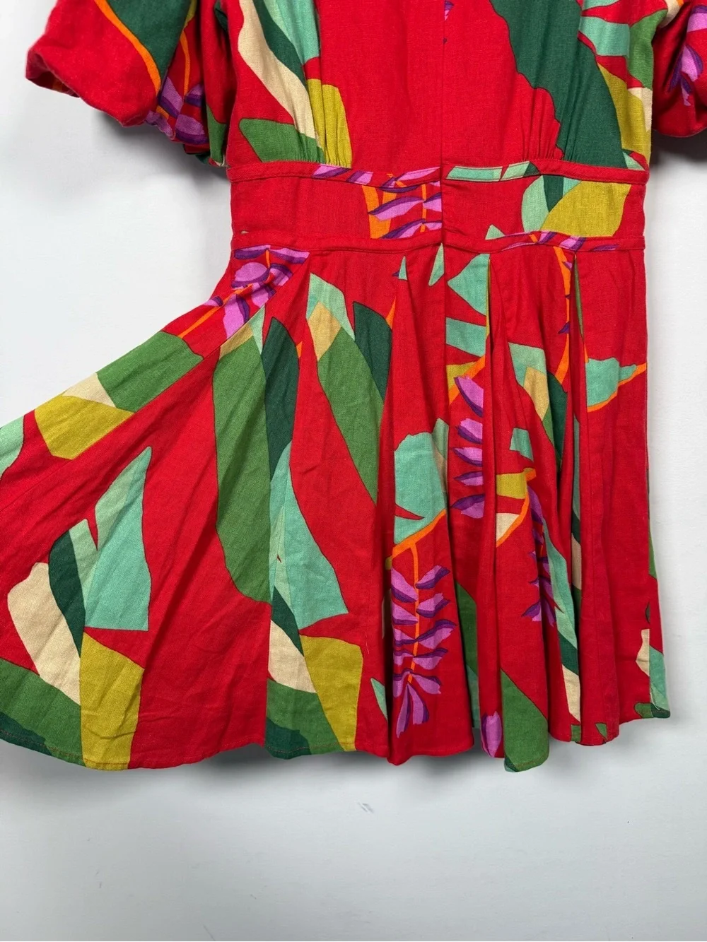 House of Harlow 1960 Red Floral Fit & Flare Puff Sleeve Mini Dress, Size 6